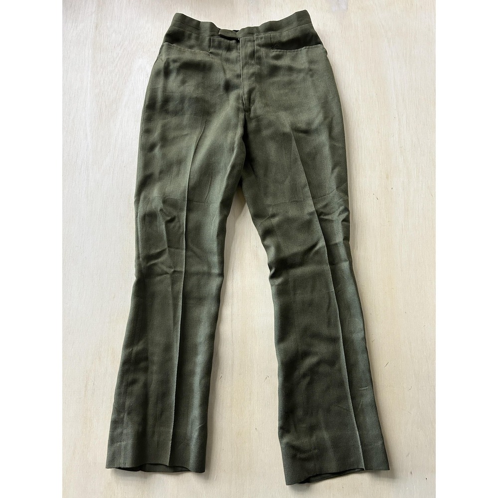 Vintage Vietnam Military Green Wool Pants 28x30 Classic Straight Leg Workwear
